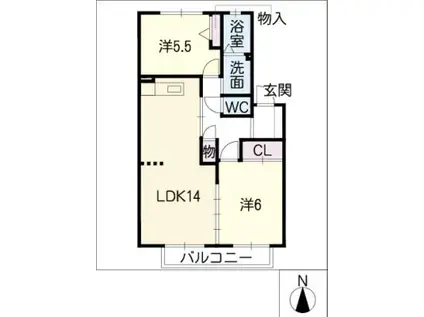 フレグランス裕(2LDK/2階)の間取り写真