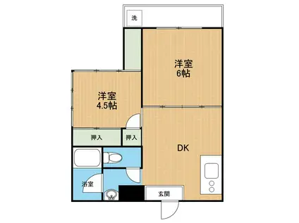 メゾンアリタ(2DK/6階)の間取り写真