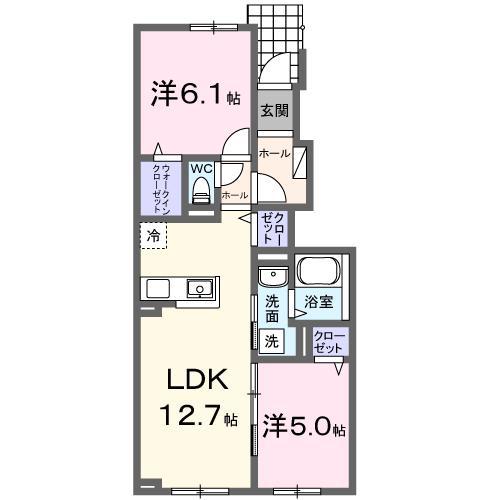エスペランサ(2LDK/1階)の間取り写真
