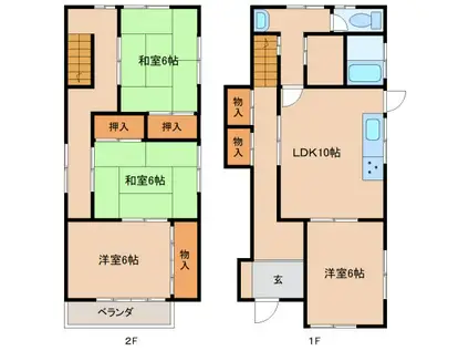 西村テラスハウス(4LDK/1階)の間取り写真
