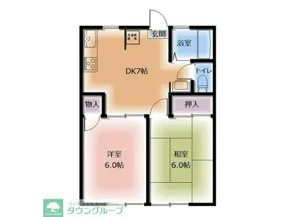 メープルハイツ(2DK/2階)の間取り写真