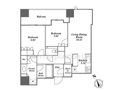 ブランズ四番町(2LDK/10階)の間取り写真