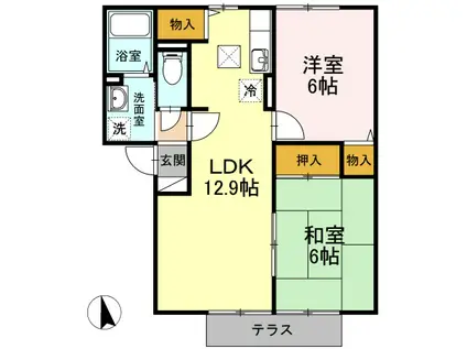 セジュール水道橋(2LDK/1階)の間取り写真