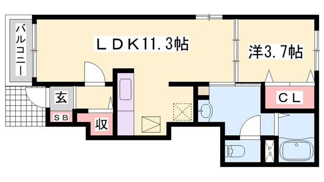 ヴィラグリチーネI(1LDK/1階)の間取り写真