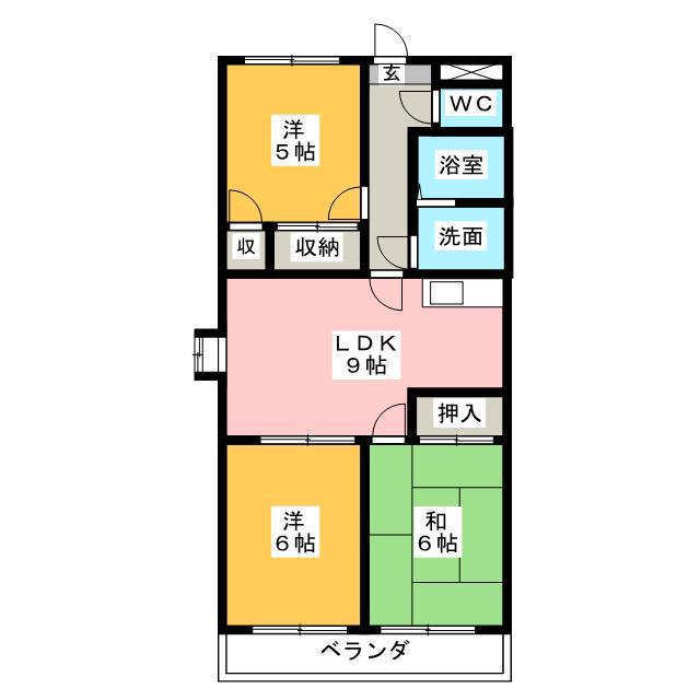 ルミエール三雲(3LDK/4階)の間取り写真