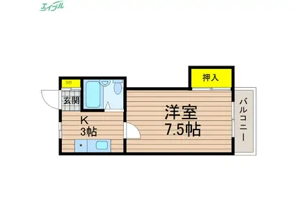 ナーズ 北棟(1K/1階)の間取り写真