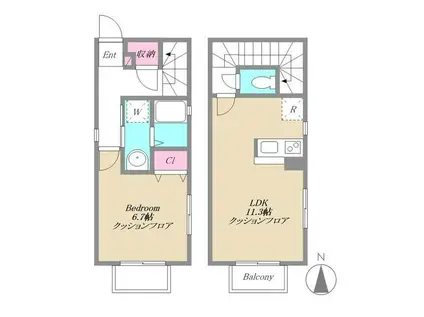 AMOUR FORET(1LDK/2階)の間取り写真