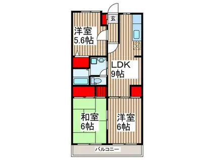 ランドフォレスト北越谷II(3LDK/2階)の間取り写真