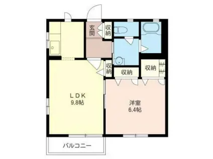 ファミール金子(1LDK/2階)の間取り写真