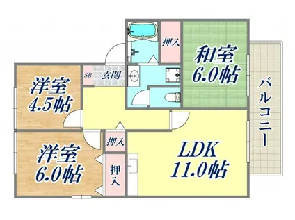 フレマリール楠の森(3LDK/2階)の間取り写真