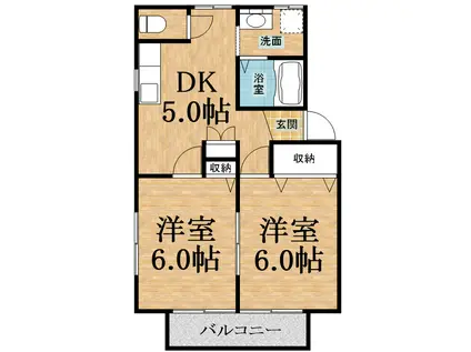 デューステージ誉田(2DK/2階)の間取り写真