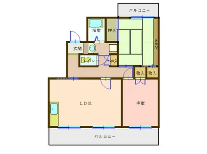 ヴェルディハイツ(2LDK/4階)の間取り写真