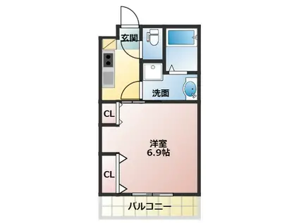 リブリ・コスモス ディー(1K/1階)の間取り写真