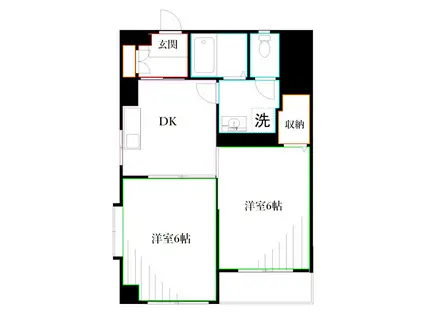 サンビレッジ武蔵野(2DK/2階)の間取り写真