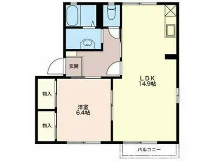 ゆうハイム(1LDK/1階)の間取り写真