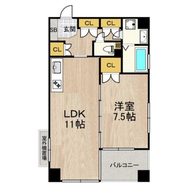 K・H・E(1LDK/4階)の間取り写真