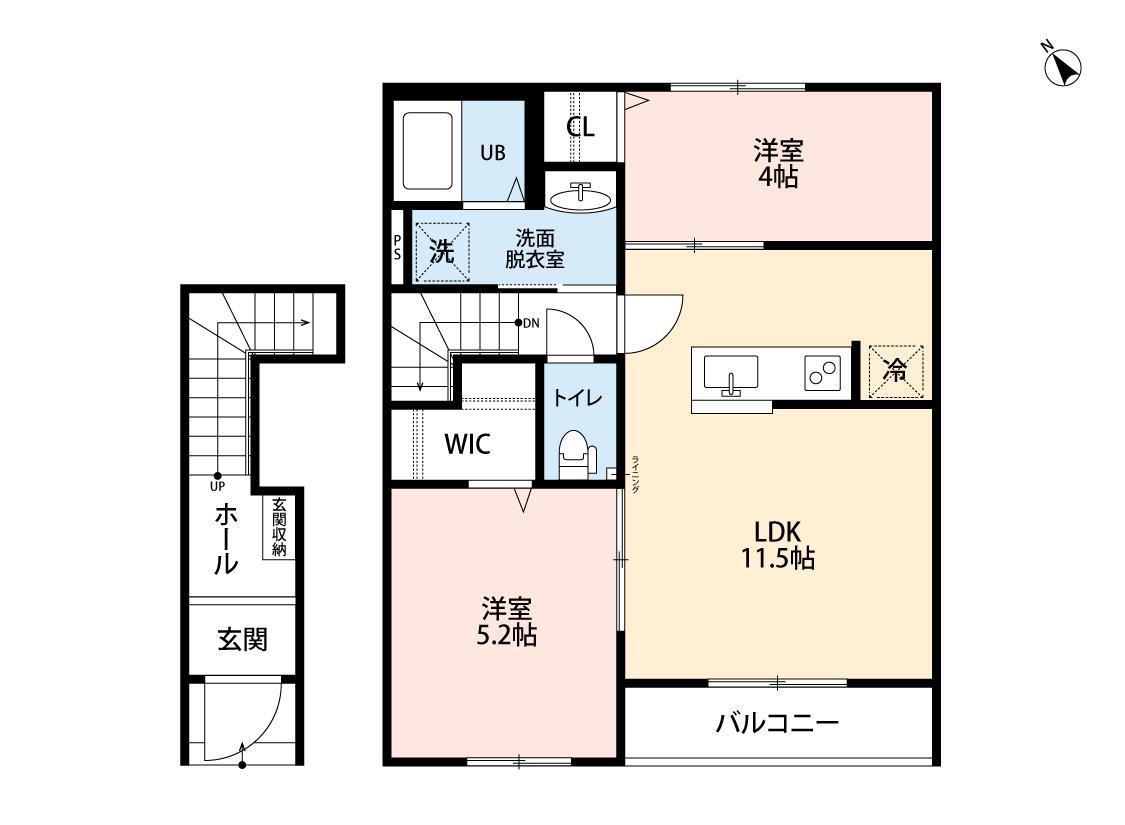 相模原ハウス(2LDK/2階)の間取り写真