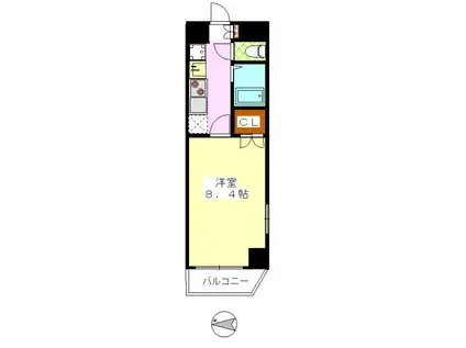 シャンティオンV(1K/6階)の間取り写真