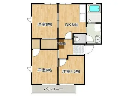 ベルジュールA(3DK/2階)の間取り写真