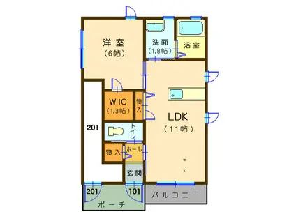 エミネンスB(2LDK/2階)の間取り写真
