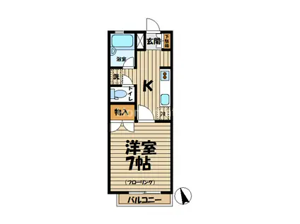 弥生ハイツ(1K/2階)の間取り写真