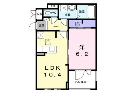 ベーネ・ウノ(1LDK/1階)の間取り写真