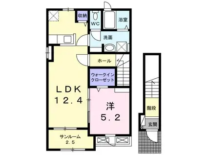 コリウスB(1LDK/2階)の間取り写真