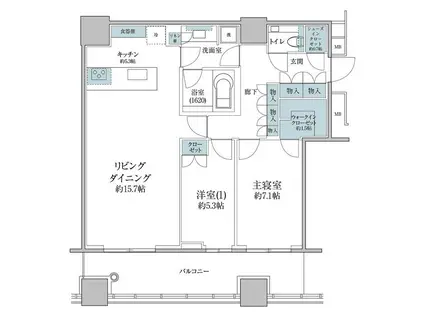 WORLD TOWER RESIDENCE(2LDK/30階)の間取り写真