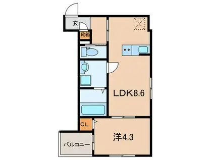 CRECIA一宮II(1LDK/2階)の間取り写真