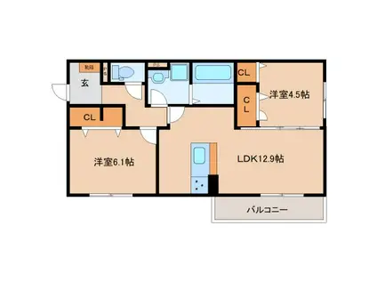 JR関西本線 奈良駅 徒歩12分 3階建 新築(2LDK/1階)の間取り写真