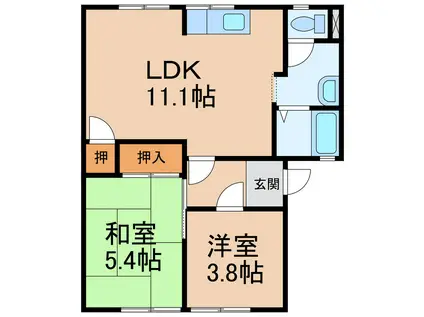 JR和歌山線 岩出駅 徒歩23分 2階建 築36年(2LDK/1階)の間取り写真