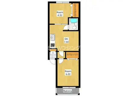 三田沼袋コーポ(2DK/2階)の間取り写真