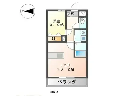 グラン フェリシア(1LDK/2階)の間取り写真