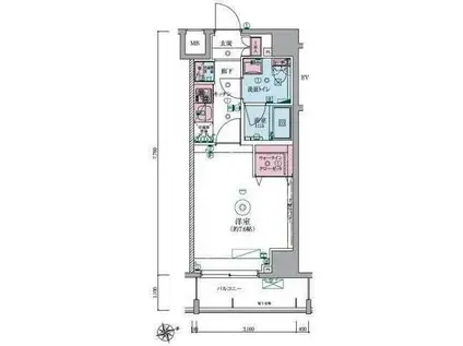 リヴシティ大森西(1K/7階)の間取り写真