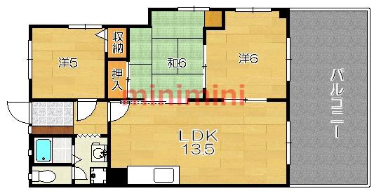 第一萩谷マンション(3LDK/2階)の間取り写真