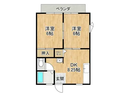 パークハイツ東(2DK/1階)の間取り写真