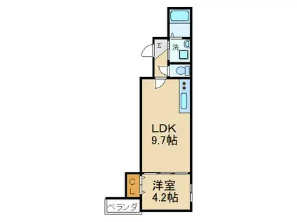 グランディル枚方公園(1LDK/3階)の間取り写真