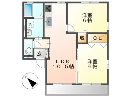 HOPELODGE G(2LDK/2階)の間取り写真