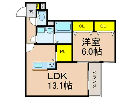 シエーナ楠葉ジェミオス(1LDK/3階)の間取り写真
