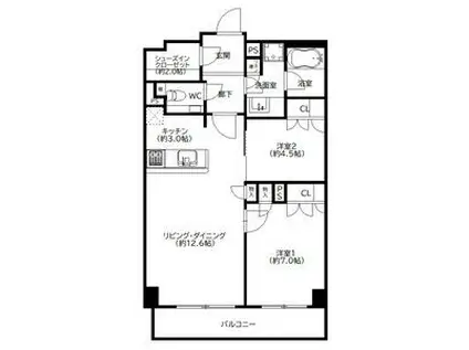 ザ・パークハウス 福岡 タワーズ(2LDK/11階)の間取り写真