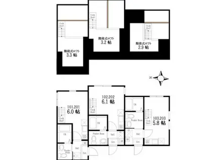 ハーミットクラブハウス弘明寺B号棟(ワンルーム/2階)の間取り写真
