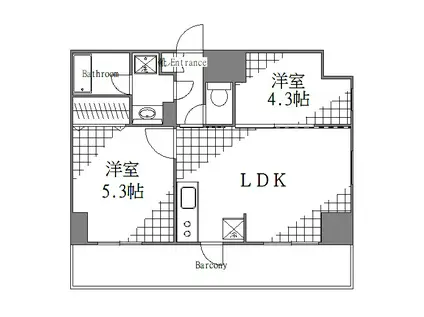 ガレリアレジデンス南千住(2LDK/6階)の間取り写真