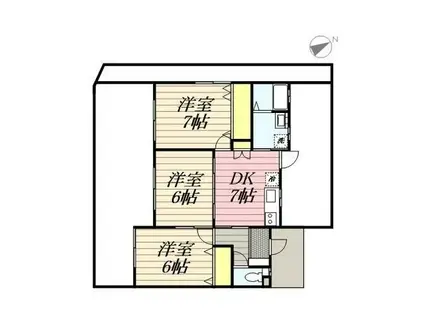 パーフン・デ・ラ・ルーン II(3DK/1階)の間取り写真