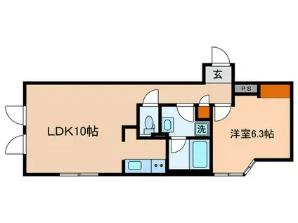 アレーロ白山II(1LDK/3階)の間取り写真