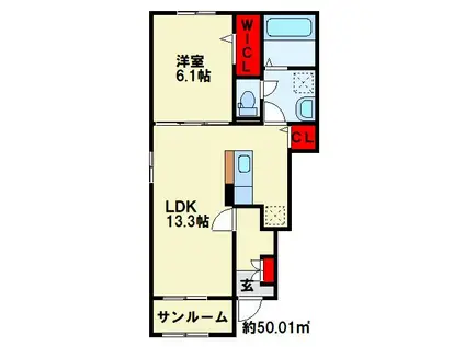 ハーベスト II(1LDK/1階)の間取り写真