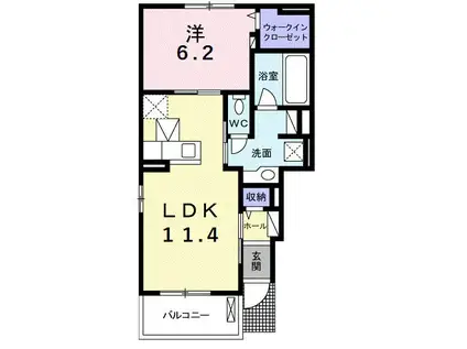 レガーロ ウエスト(1LDK/1階)の間取り写真