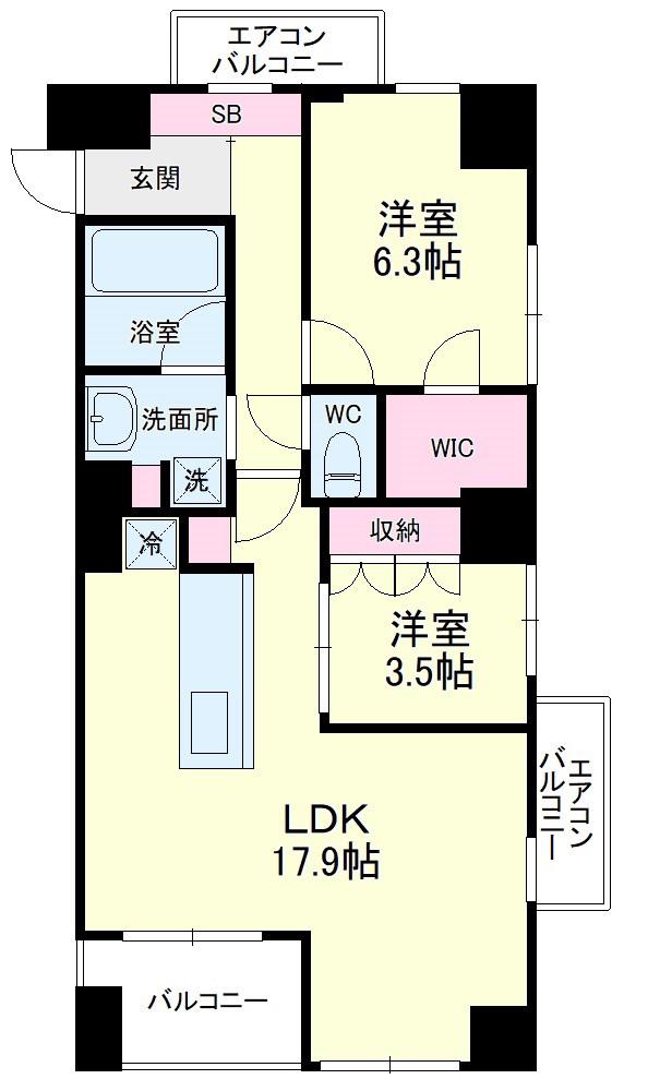 アートフォルム元城(2LDK/3階)の間取り写真