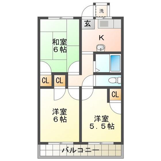 アイ・ハイツB棟(3K/2階)の間取り写真