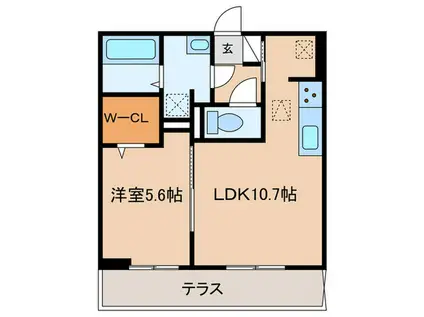 CIEL太閤通(1LDK/3階)の間取り写真