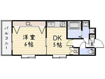 リファレンス小倉(1DK/12階)の間取り写真